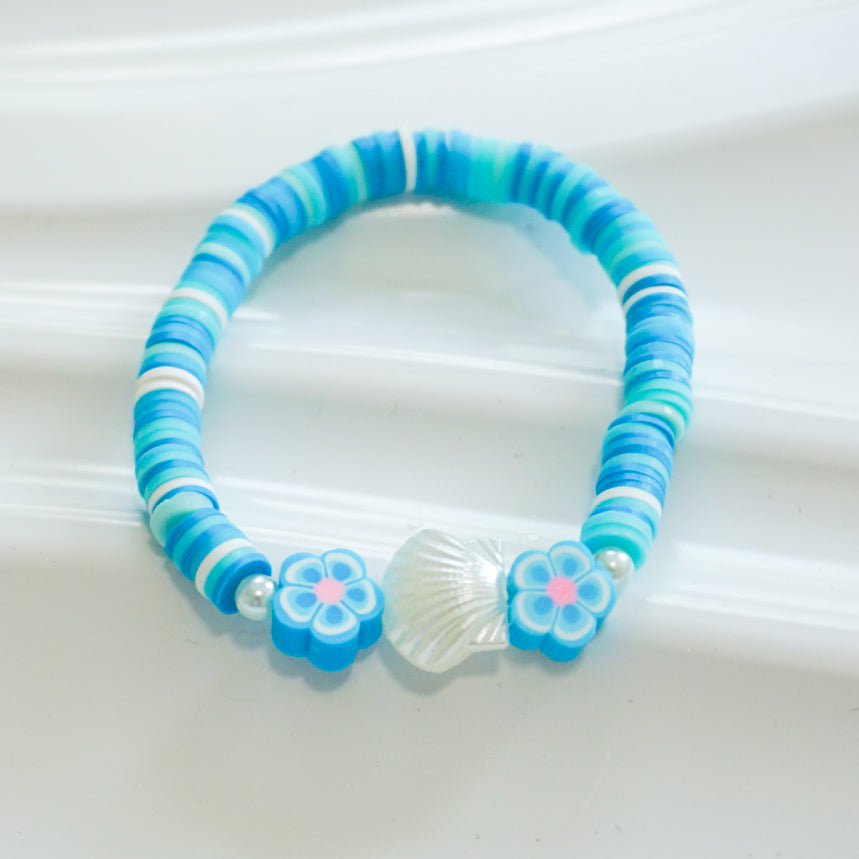 Preppy Clay Bead Bracelet Blue