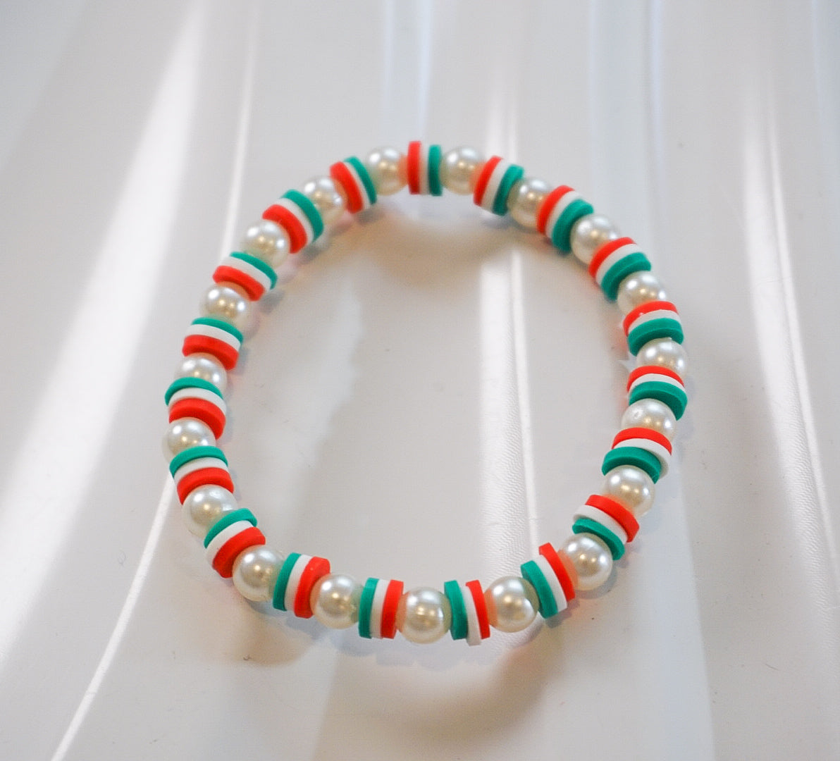 Christmas Cheer clay bead  Bracelet