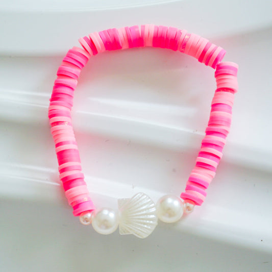 Sweet Shell Pink Mixed Clay Bead Bracelet