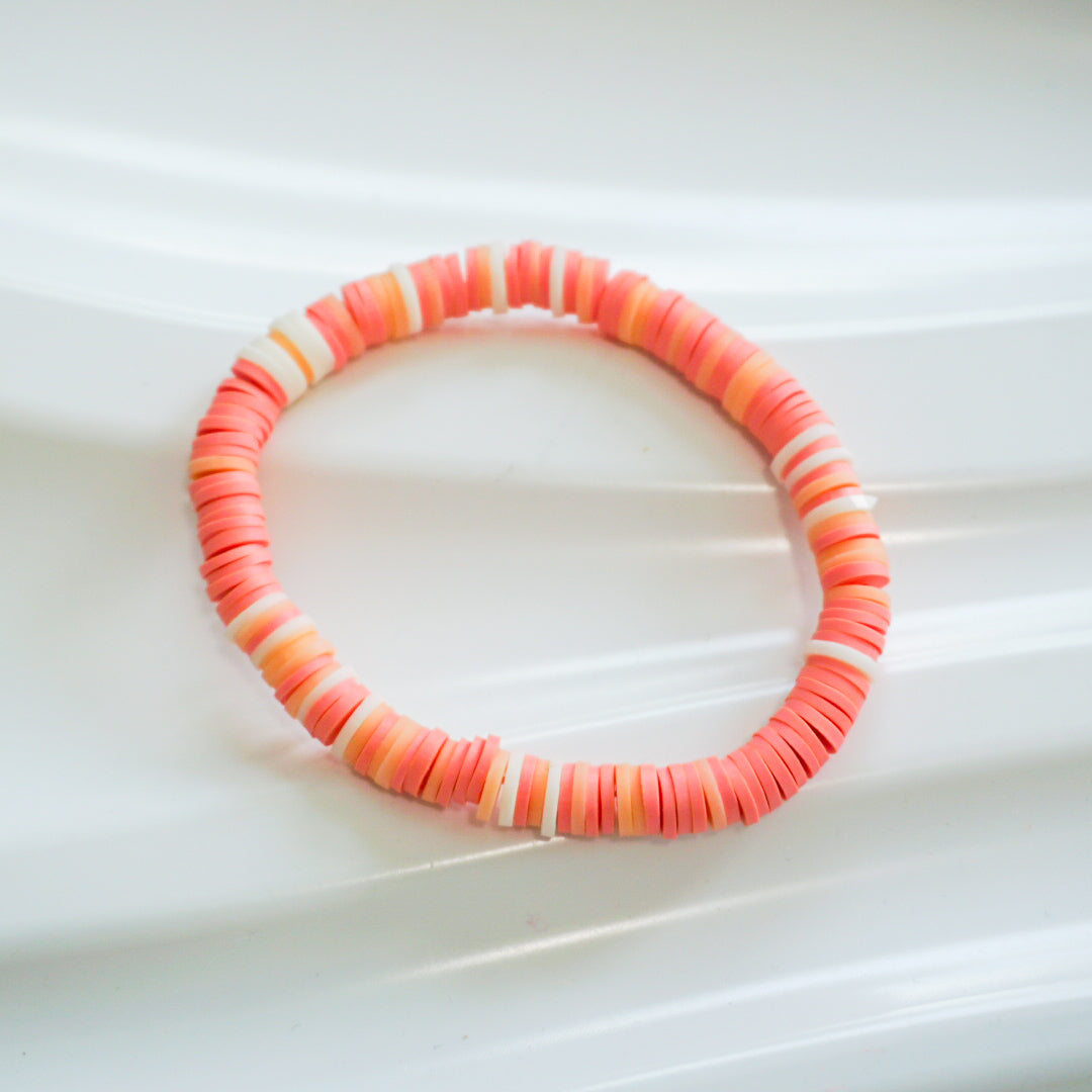 Peach mixed clay bead bracelet