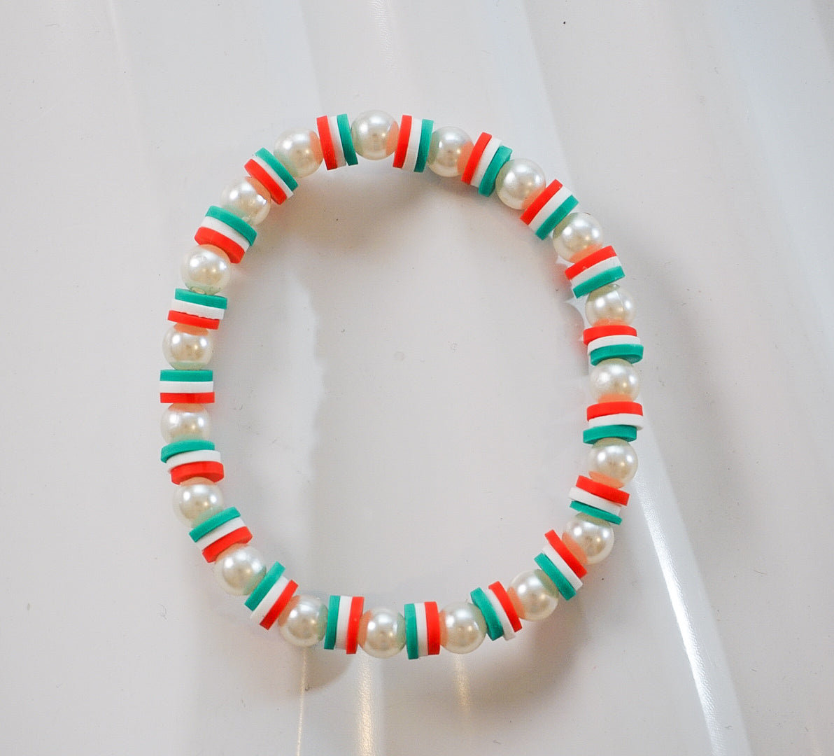 Christmas Cheer clay bead  Bracelet