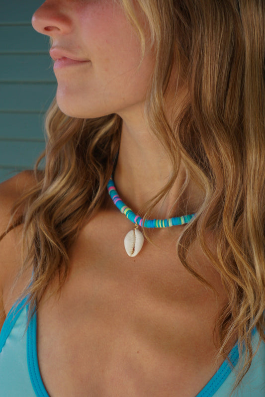 Shell and Clay Bead Necklace - Surfs Up