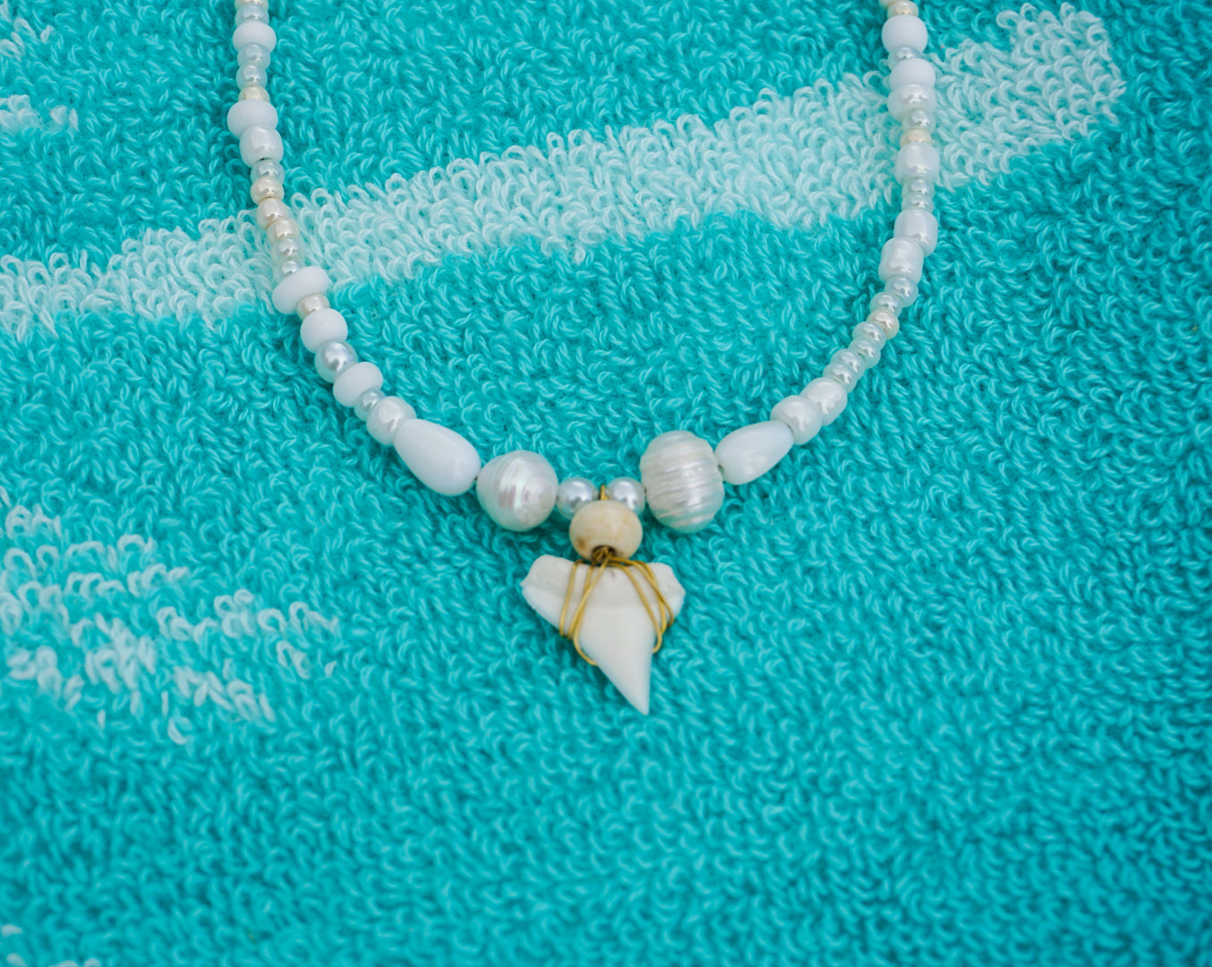 Florida Girl Pearl and Shark Tooth Necklace