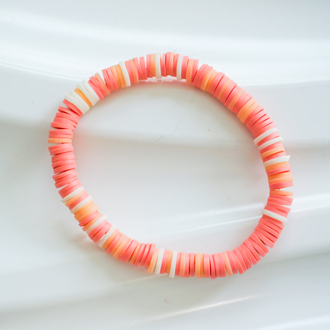 Peach mixed clay bead bracelet