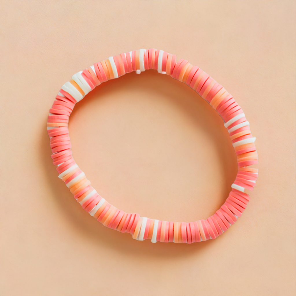 Peach mixed clay bead bracelet